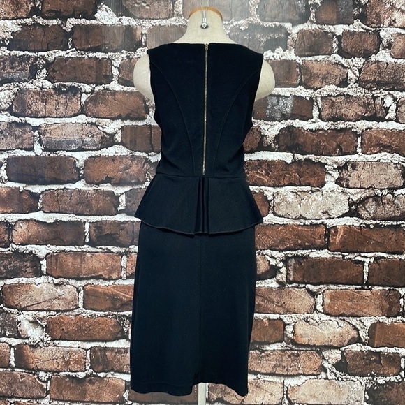 Ganni Anthropologie Dress Miss Marple Black Cocktail Party Peplum Size Medium - Picture 4 of 13